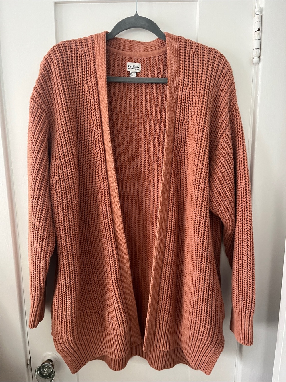 Rhythm Open-Front Chunky Cardigan - Terracotta